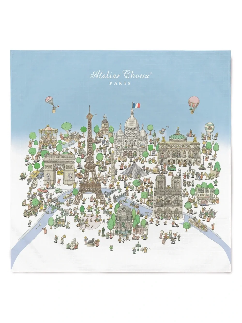 Atelier Choux Paris Blue Illustrated swaddle